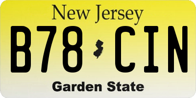 NJ license plate B78CIN