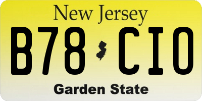 NJ license plate B78CIO