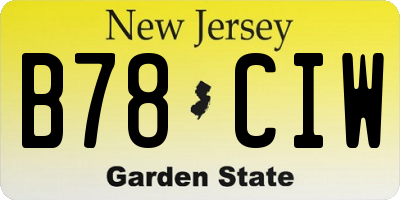 NJ license plate B78CIW