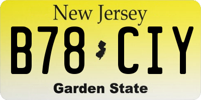 NJ license plate B78CIY