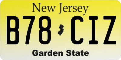 NJ license plate B78CIZ