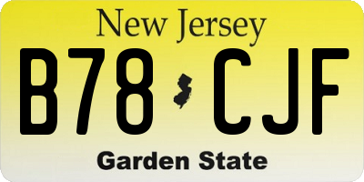 NJ license plate B78CJF