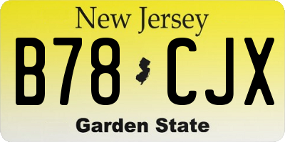 NJ license plate B78CJX