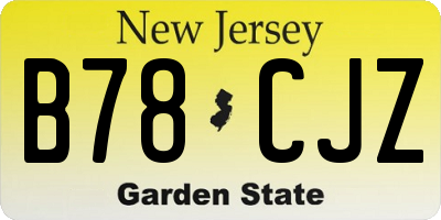 NJ license plate B78CJZ