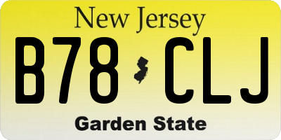 NJ license plate B78CLJ
