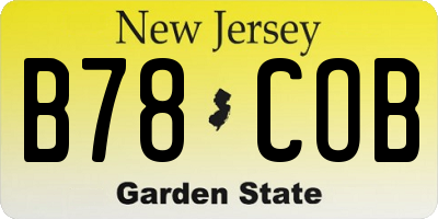 NJ license plate B78COB