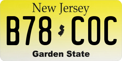 NJ license plate B78COC