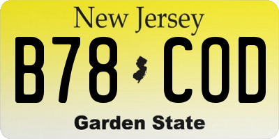 NJ license plate B78COD
