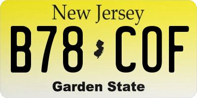 NJ license plate B78COF