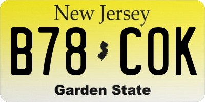 NJ license plate B78COK