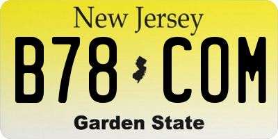 NJ license plate B78COM