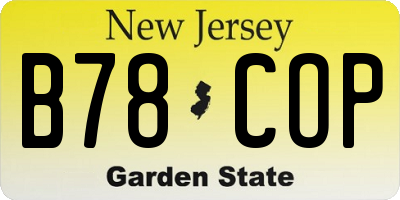 NJ license plate B78COP