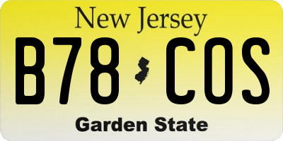 NJ license plate B78COS