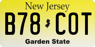 NJ license plate B78COT