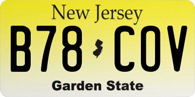 NJ license plate B78COV