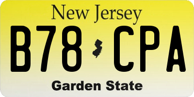 NJ license plate B78CPA