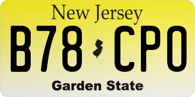 NJ license plate B78CPO