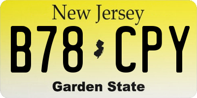 NJ license plate B78CPY