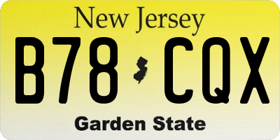 NJ license plate B78CQX