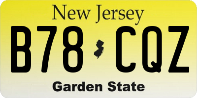 NJ license plate B78CQZ