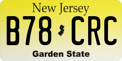 NJ license plate B78CRC