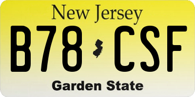 NJ license plate B78CSF