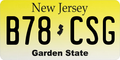 NJ license plate B78CSG