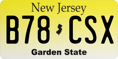 NJ license plate B78CSX