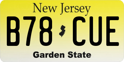 NJ license plate B78CUE