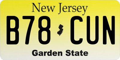 NJ license plate B78CUN