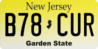 NJ license plate B78CUR