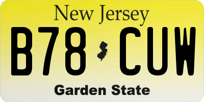 NJ license plate B78CUW