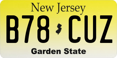 NJ license plate B78CUZ
