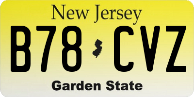 NJ license plate B78CVZ