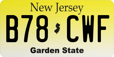 NJ license plate B78CWF