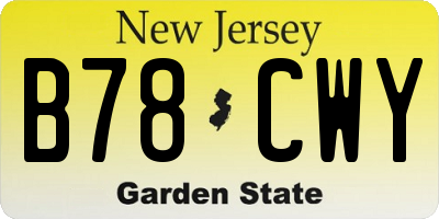 NJ license plate B78CWY
