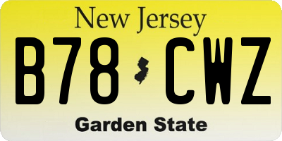 NJ license plate B78CWZ
