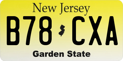 NJ license plate B78CXA