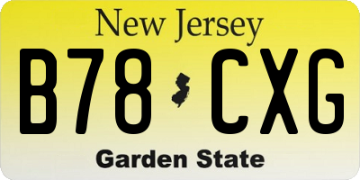 NJ license plate B78CXG