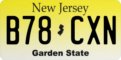 NJ license plate B78CXN