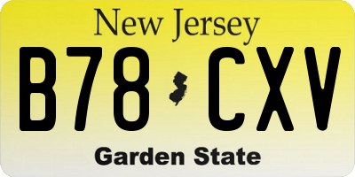 NJ license plate B78CXV