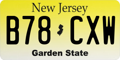 NJ license plate B78CXW