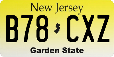 NJ license plate B78CXZ
