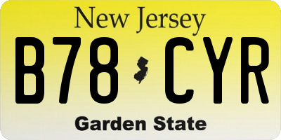 NJ license plate B78CYR