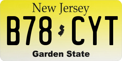 NJ license plate B78CYT