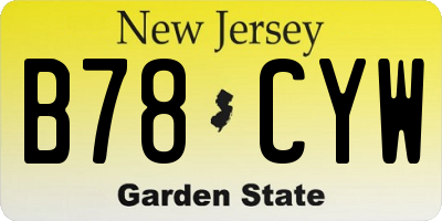 NJ license plate B78CYW