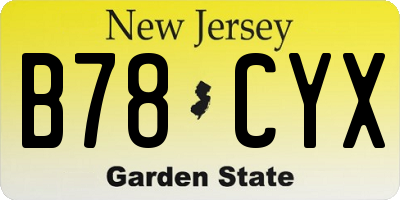 NJ license plate B78CYX