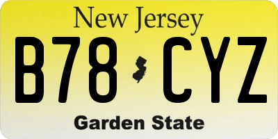 NJ license plate B78CYZ