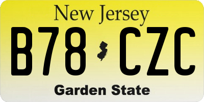 NJ license plate B78CZC