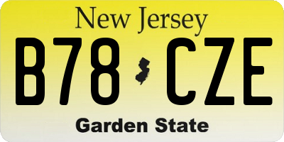NJ license plate B78CZE